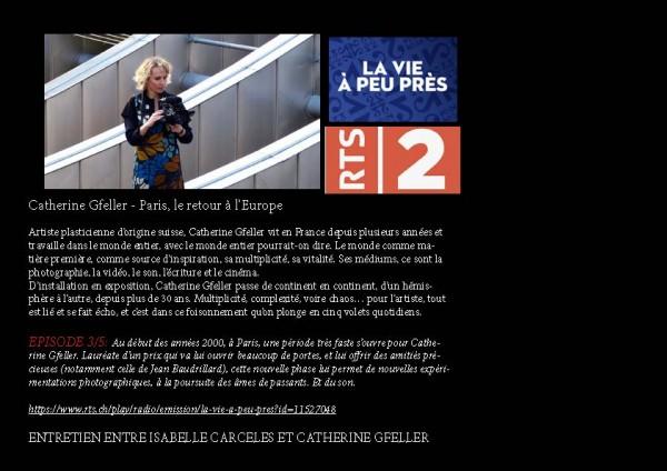 Radio Suisse romande, 5 entretiens, "La Vie à peu près", 24 février 2021 par Isabelle Carceles 3/5: Paris, le retour à l'Europe